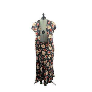 Jones New York Floral Silk Two-Piece Dress Set Size 16